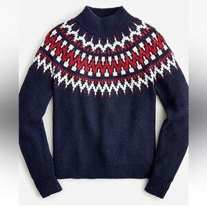 J. Crew Fair Isle Mockneck Pullover Sweater Size XS Lambswool Blend